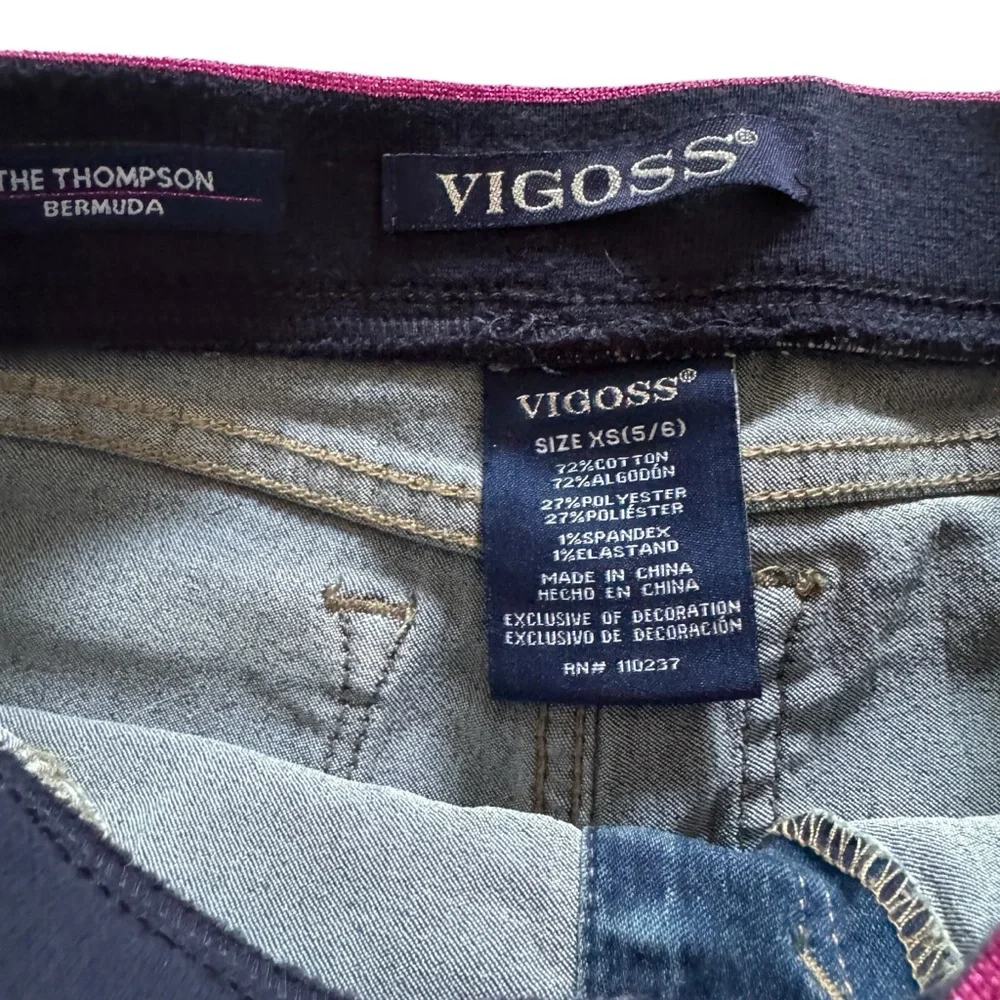 Vigoss Shorts Girls XS Blue Denim The Thompson Bermuda Glitter Elastic‎ Waist